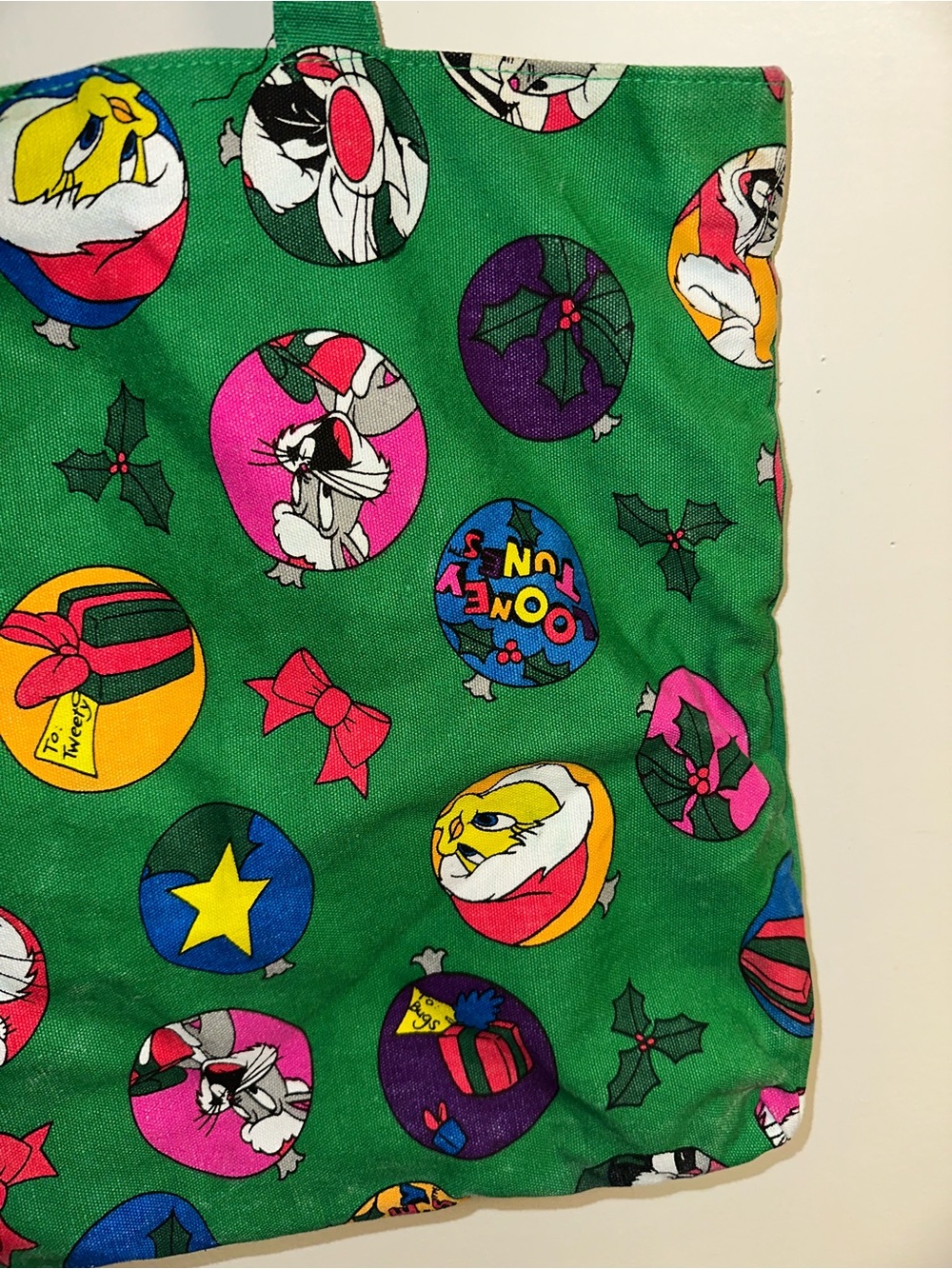Vtg 1993 Looney Tunes Holiday Mischief Canvas Tote Bag - Picture 4 of 14